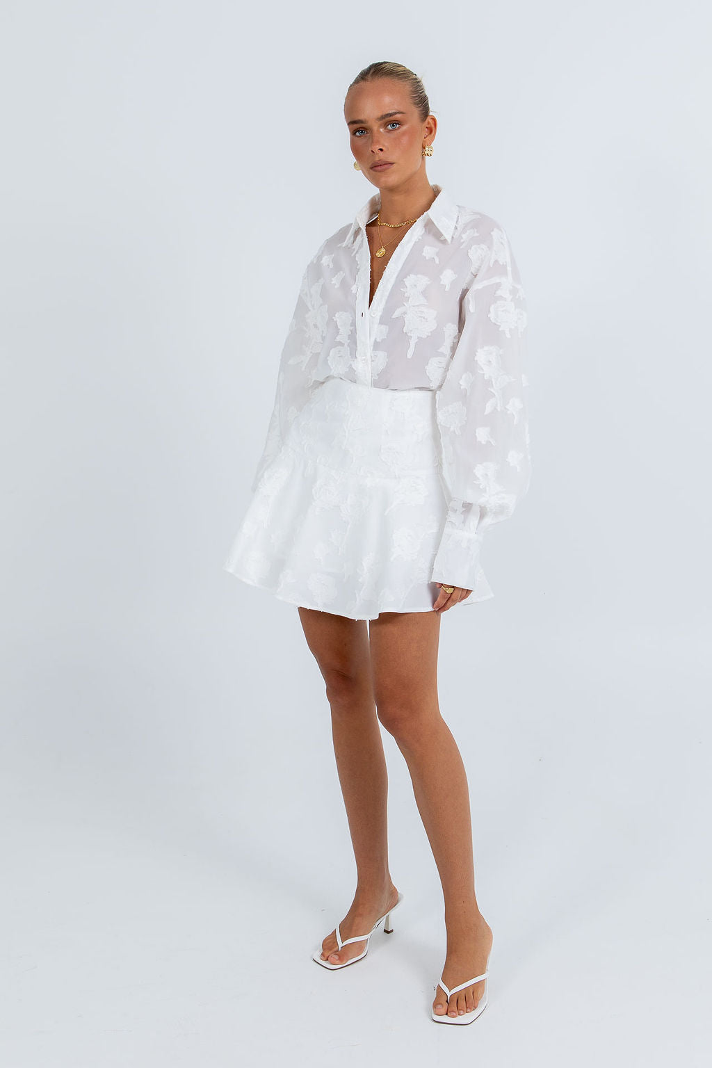 Dove Mini Lace Skirt White