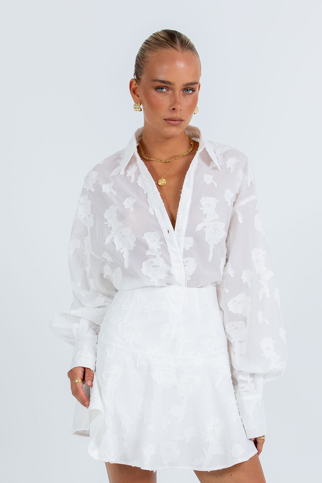 Dove Mini Lace Skirt White