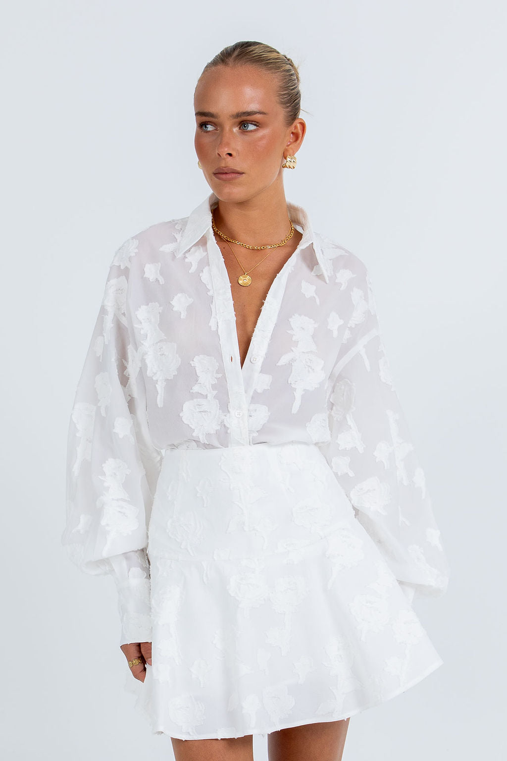 Dove Mini Lace Skirt White