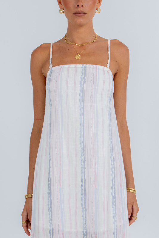 Bevissima Maxi Dress - Pastel Watercolour Stripe