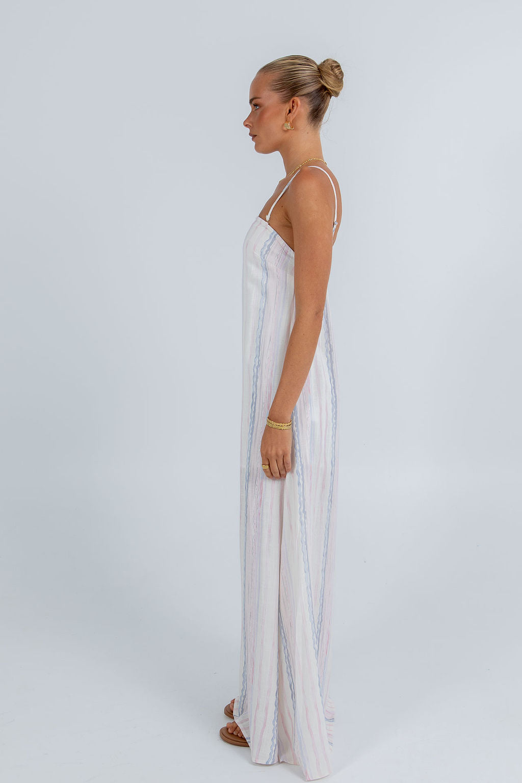 Bevissima Maxi Dress - Pastel Watercolour Stripe