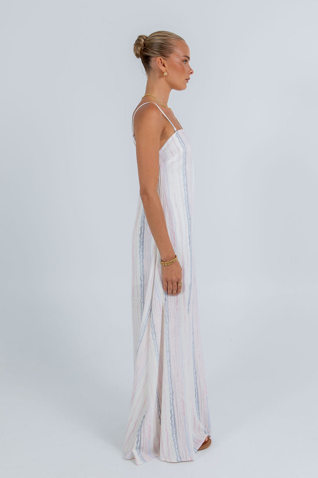 Bevissima Maxi Dress - Pastel Watercolour Stripe
