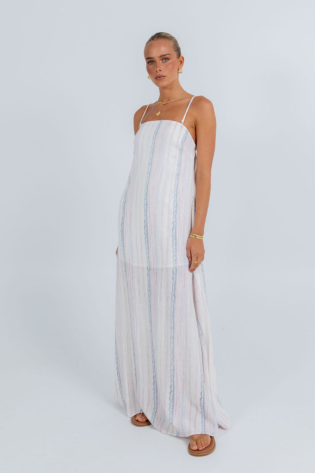 Bevissima Maxi Dress - Pastel Watercolour Stripe