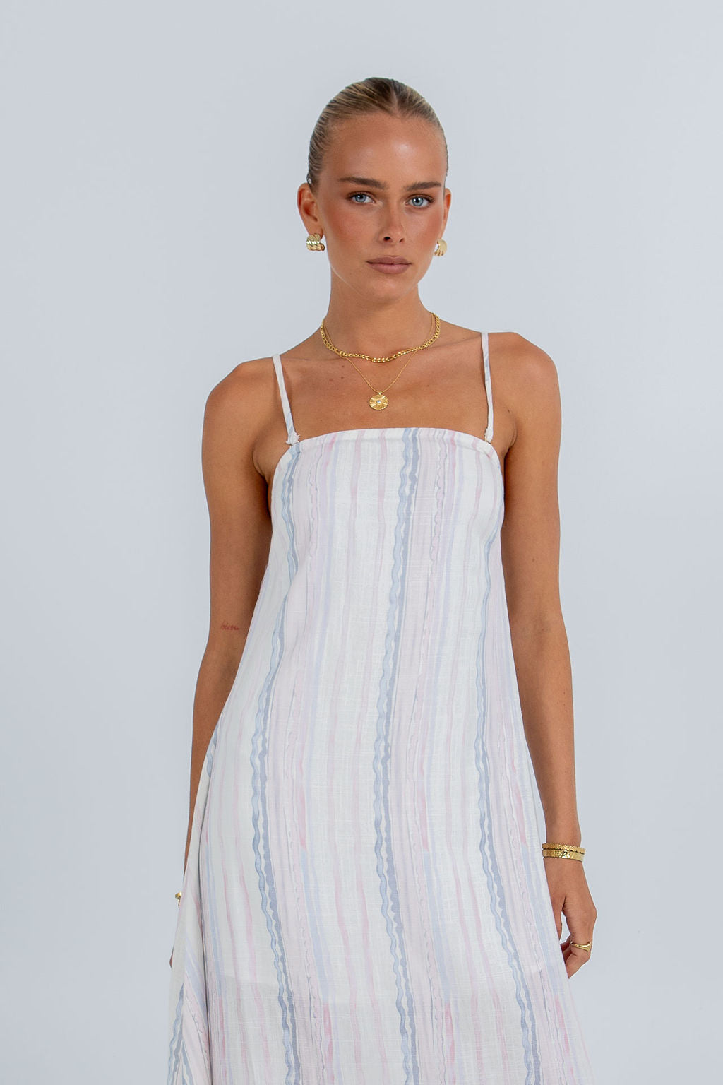 Bevissima Maxi Dress - Pastel Watercolour Stripe