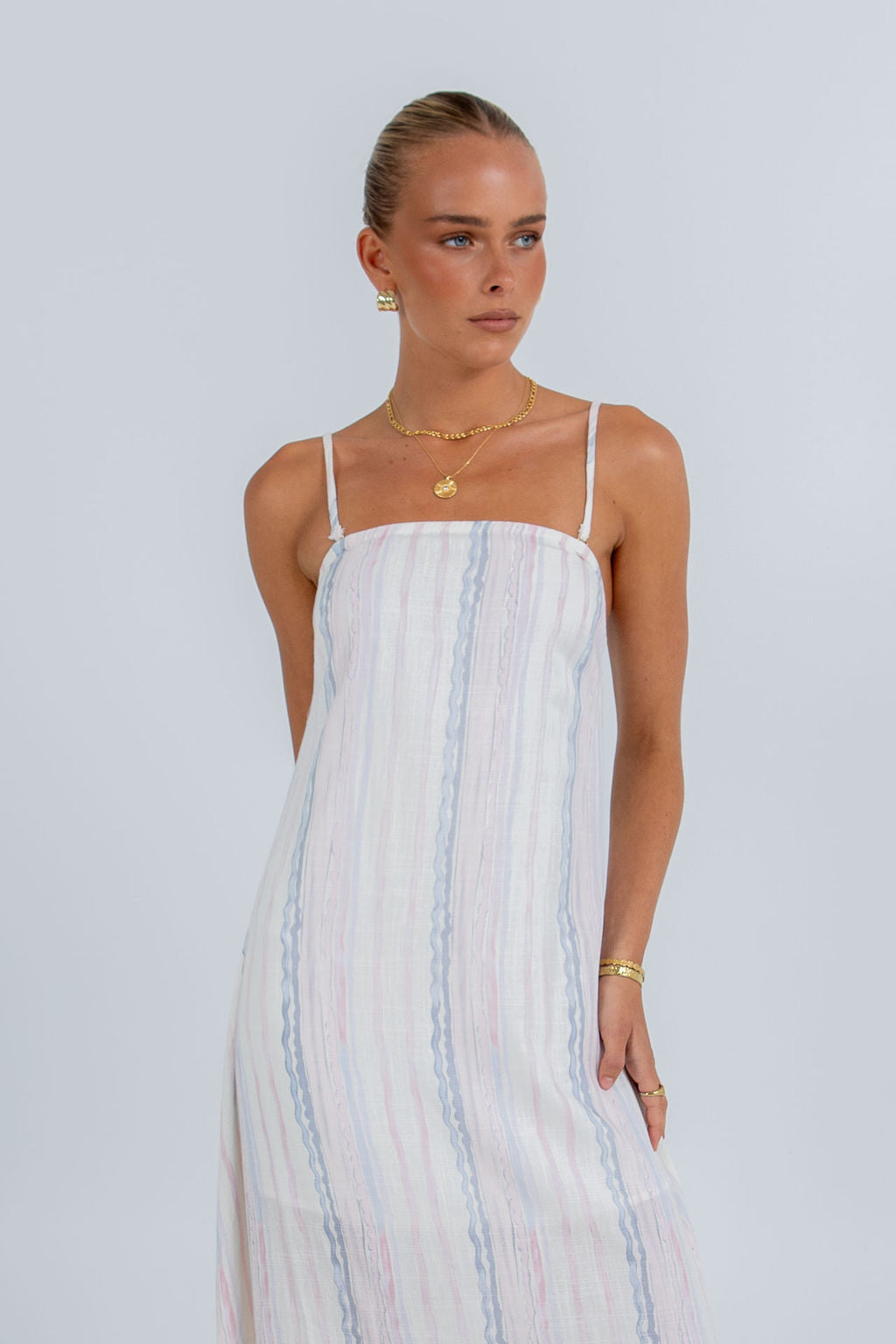 Bevissima Maxi Dress - Pastel Watercolour Stripe