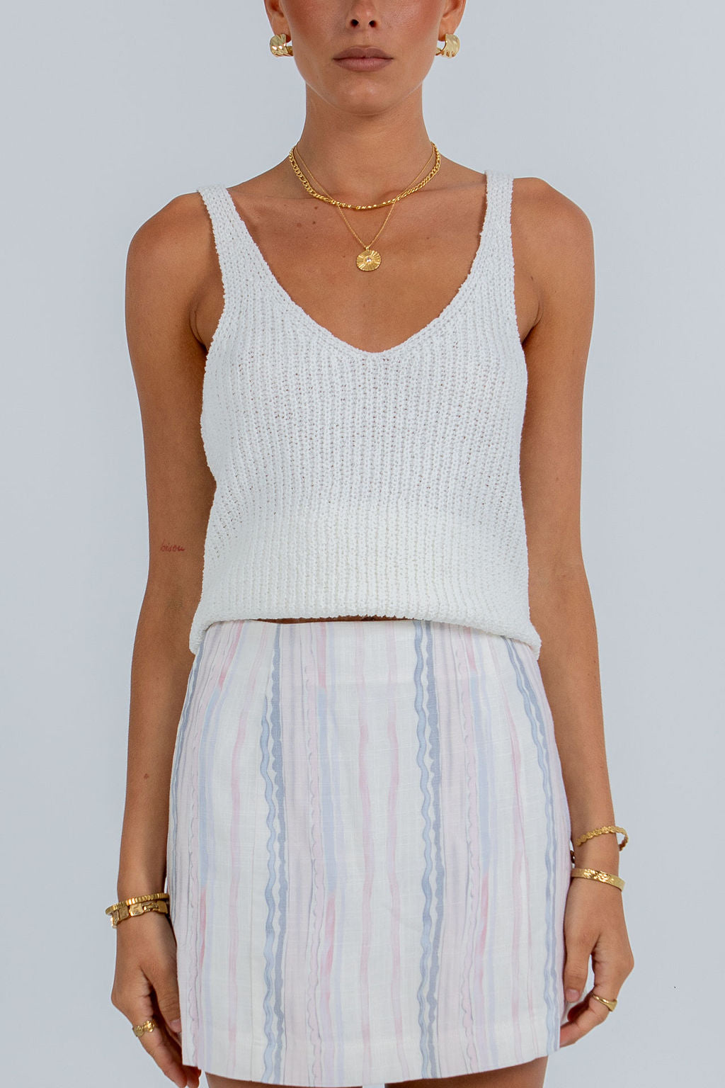 Aprire Mini Skirt - Pastel Watercolour Stripe