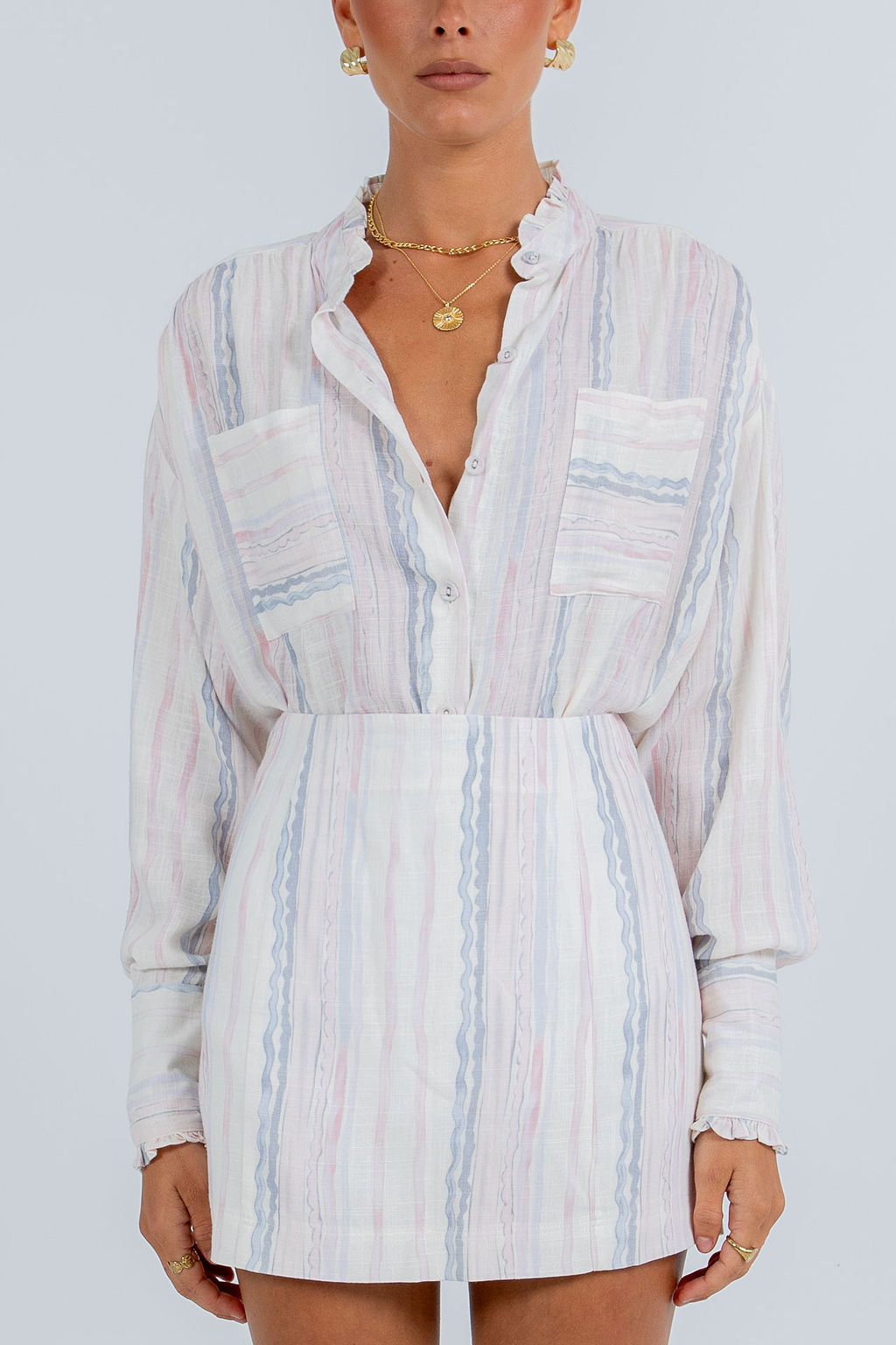 Aprire Mini Skirt - Pastel Watercolour Stripe