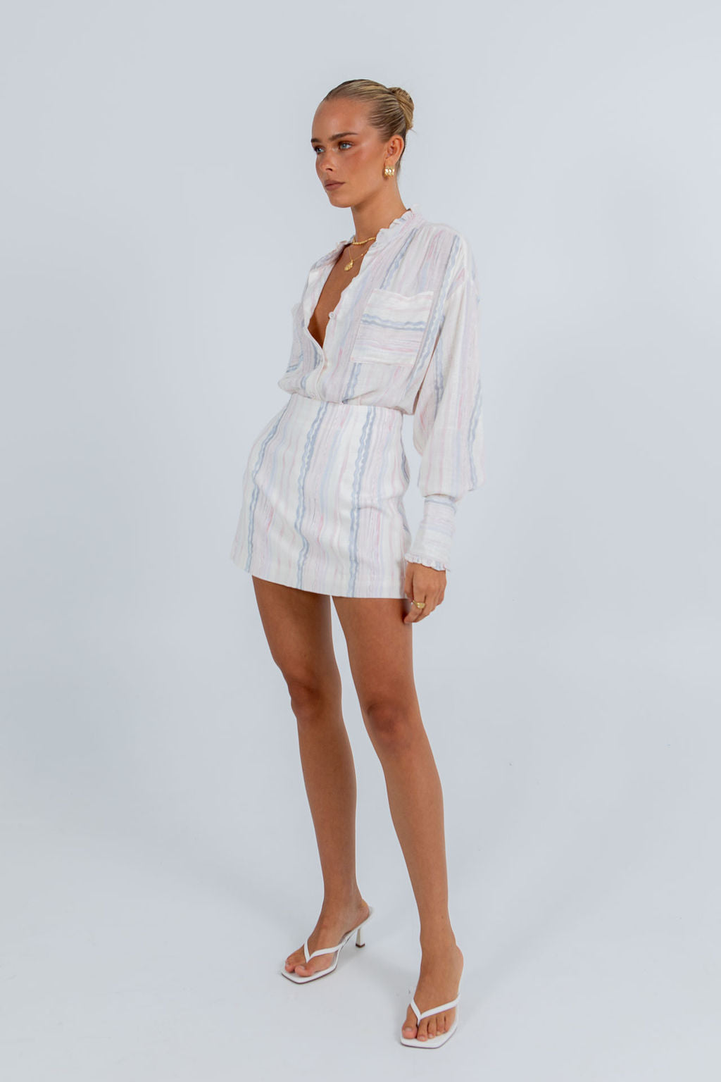 Aprire Mini Skirt - Pastel Watercolour Stripe