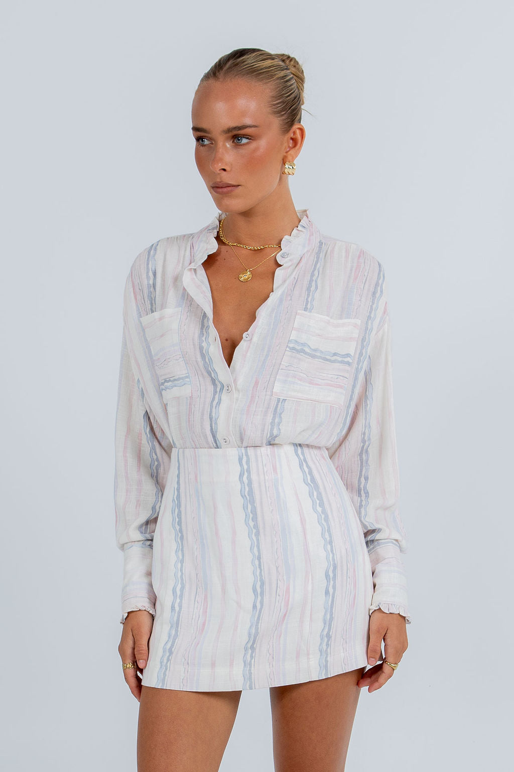 Aprire Mini Skirt - Pastel Watercolour Stripe