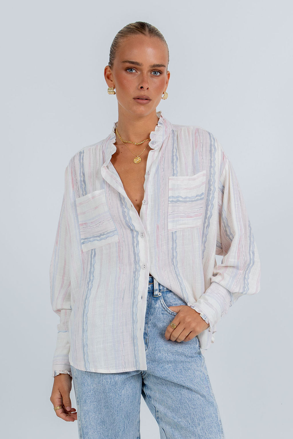 La Tinta Shirt - Pastel Watercolour Stripe