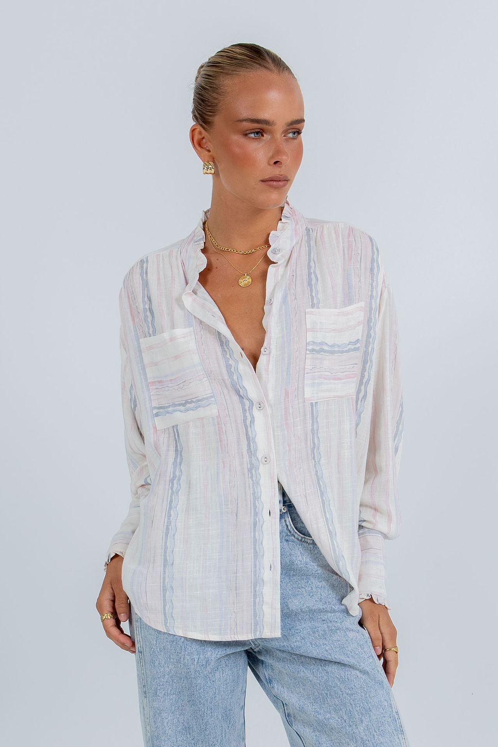 La Tinta Shirt - Pastel Watercolour Stripe