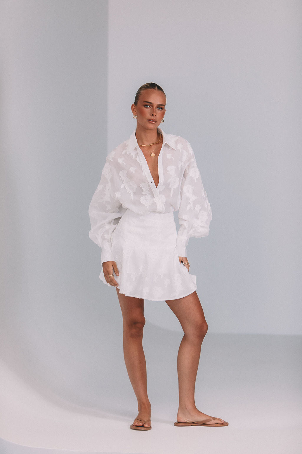 Dove Mini Lace Skirt White