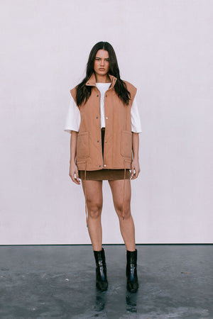 Zeta Quilted Vest - Caramel