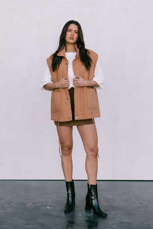 Zeta Quilted Vest - Caramel