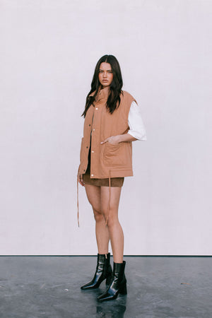 Zeta Quilted Vest - Caramel