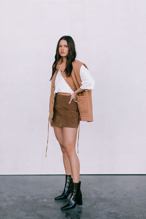 Zeta Quilted Vest - Caramel