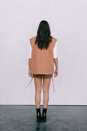 Zeta Quilted Vest - Caramel