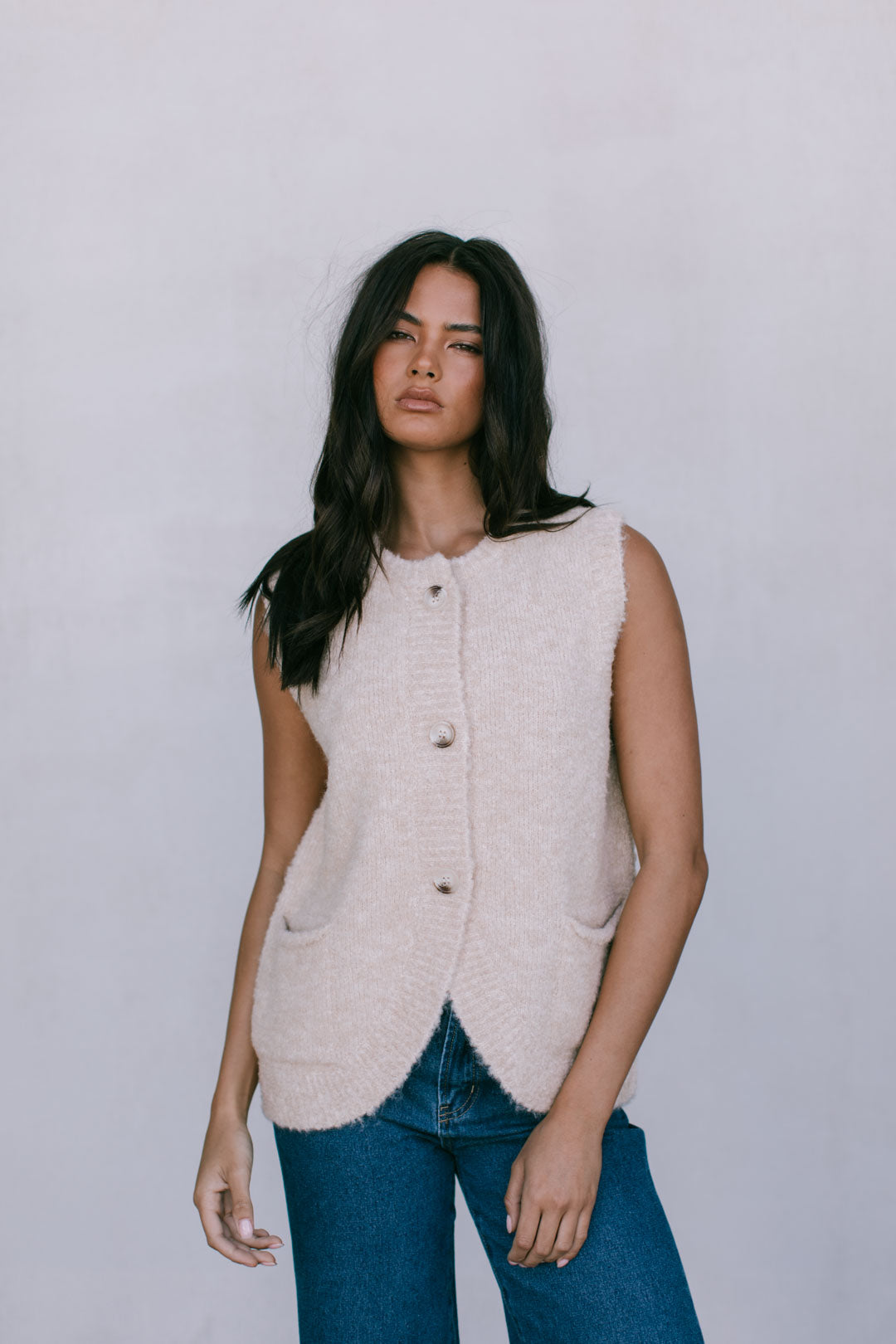 Nadia Knit Vest Beige