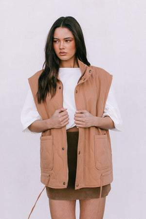 Zeta Quilted Vest - Caramel