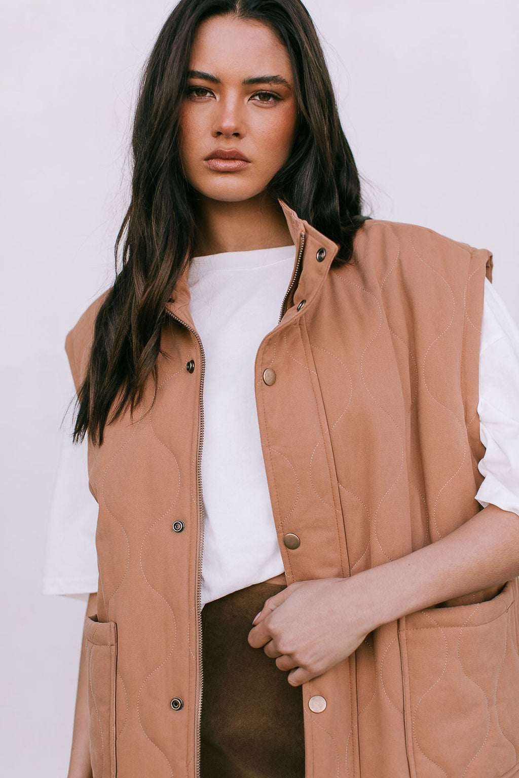 Zeta Quilted Vest - Caramel