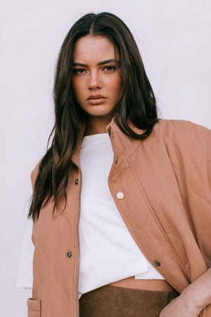 Zeta Quilted Vest - Caramel