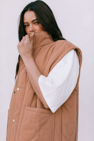 Zeta Quilted Vest - Caramel