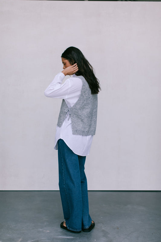 Hattie Knit Vest - Grey Marle