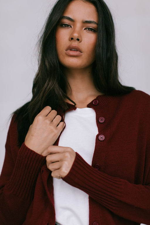 Harlow Cardigan - Wine Knit