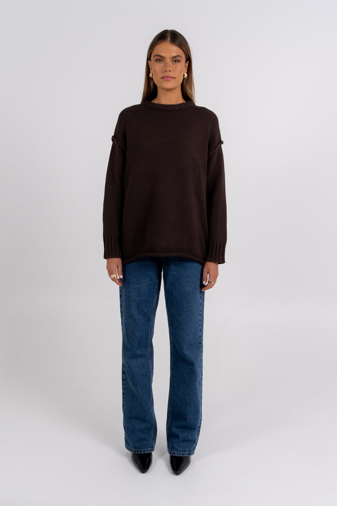 Zara Knit Jumper Deep Chocolate