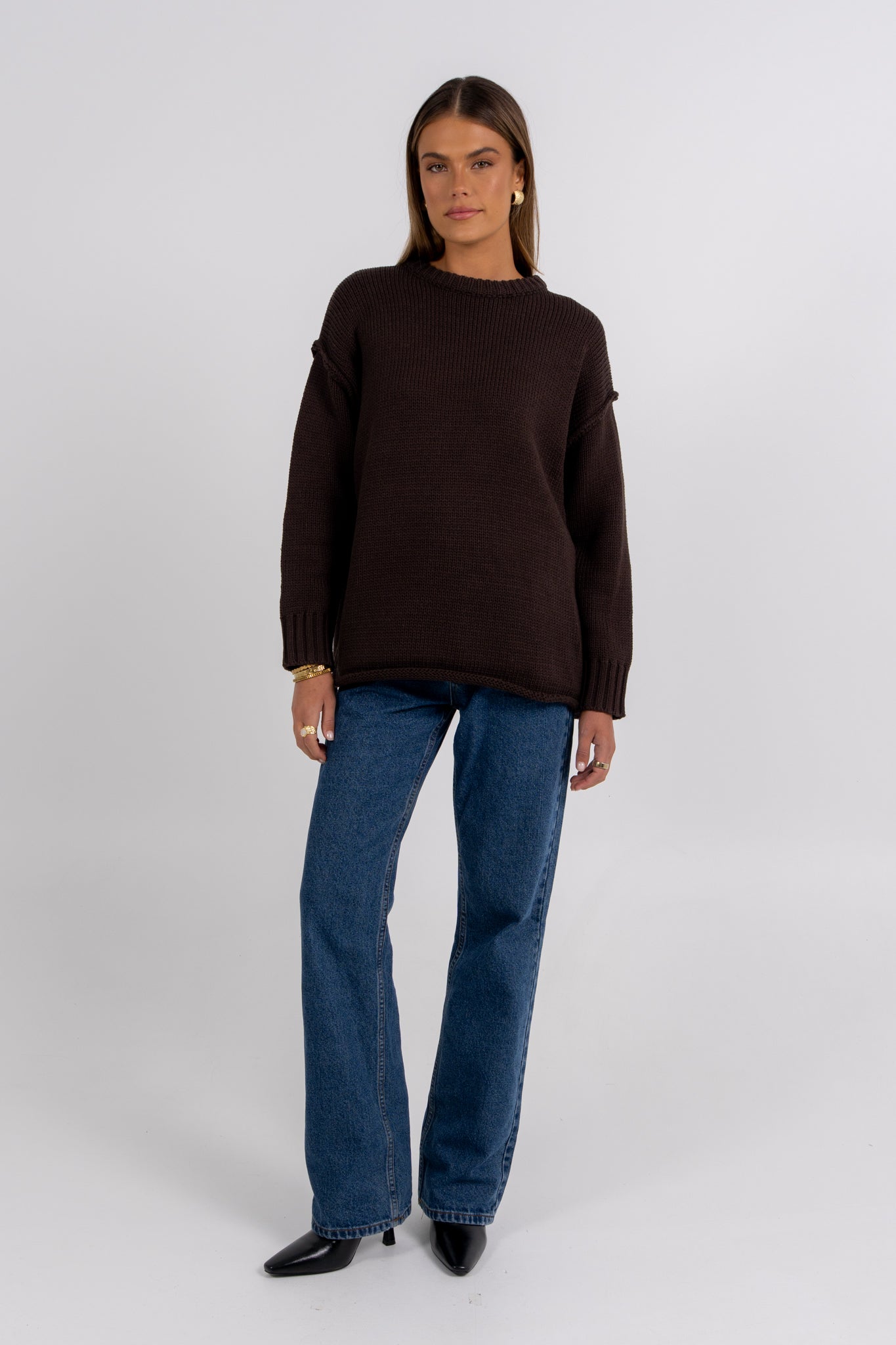 Zara Knit Jumper Deep Chocolate