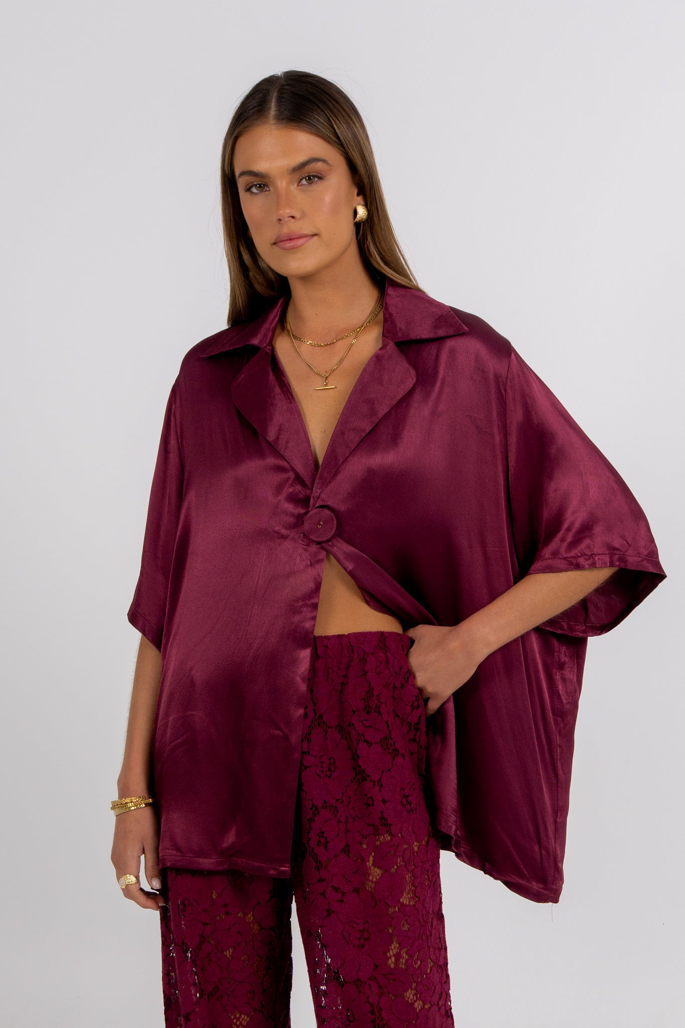 Ilsuo Pants Burgundy Lace