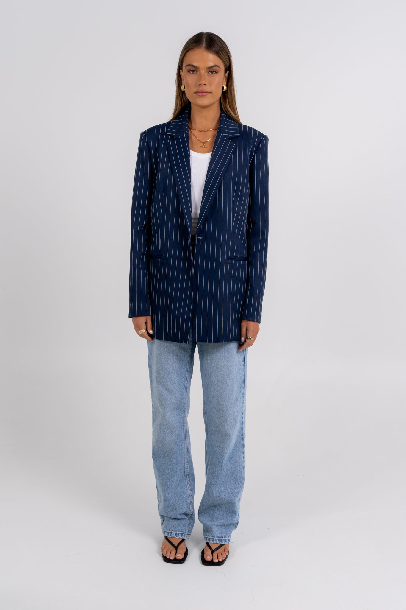 Quade Blazer Navy Pinstripe