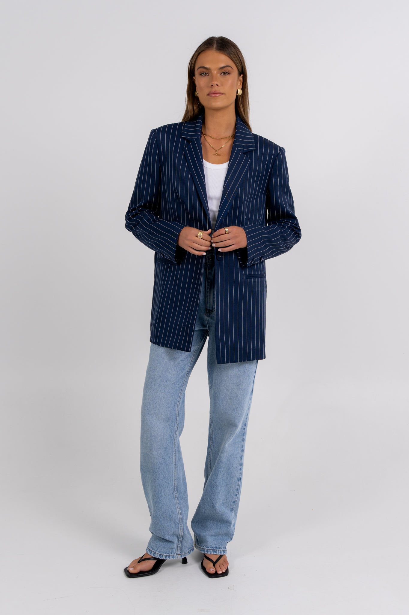 Quade Blazer Navy Pinstripe