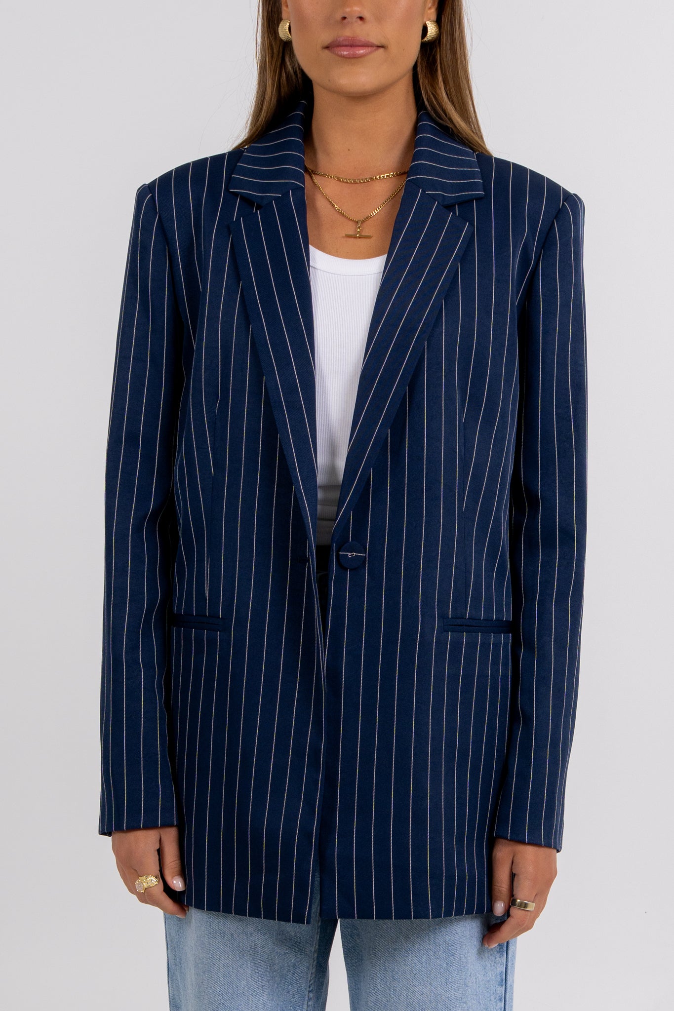 Quade Blazer Navy Pinstripe