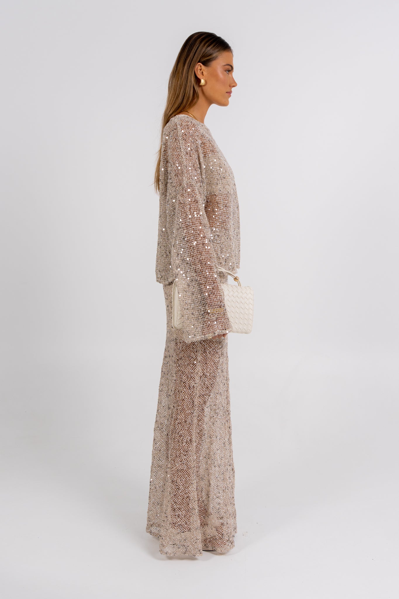 Giada Sequin Maxi Skirt Beige