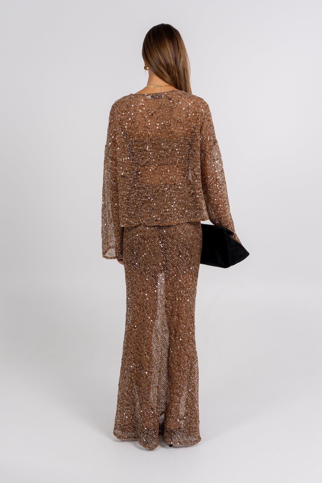 Giada Sequin Maxi Skirt Mocha