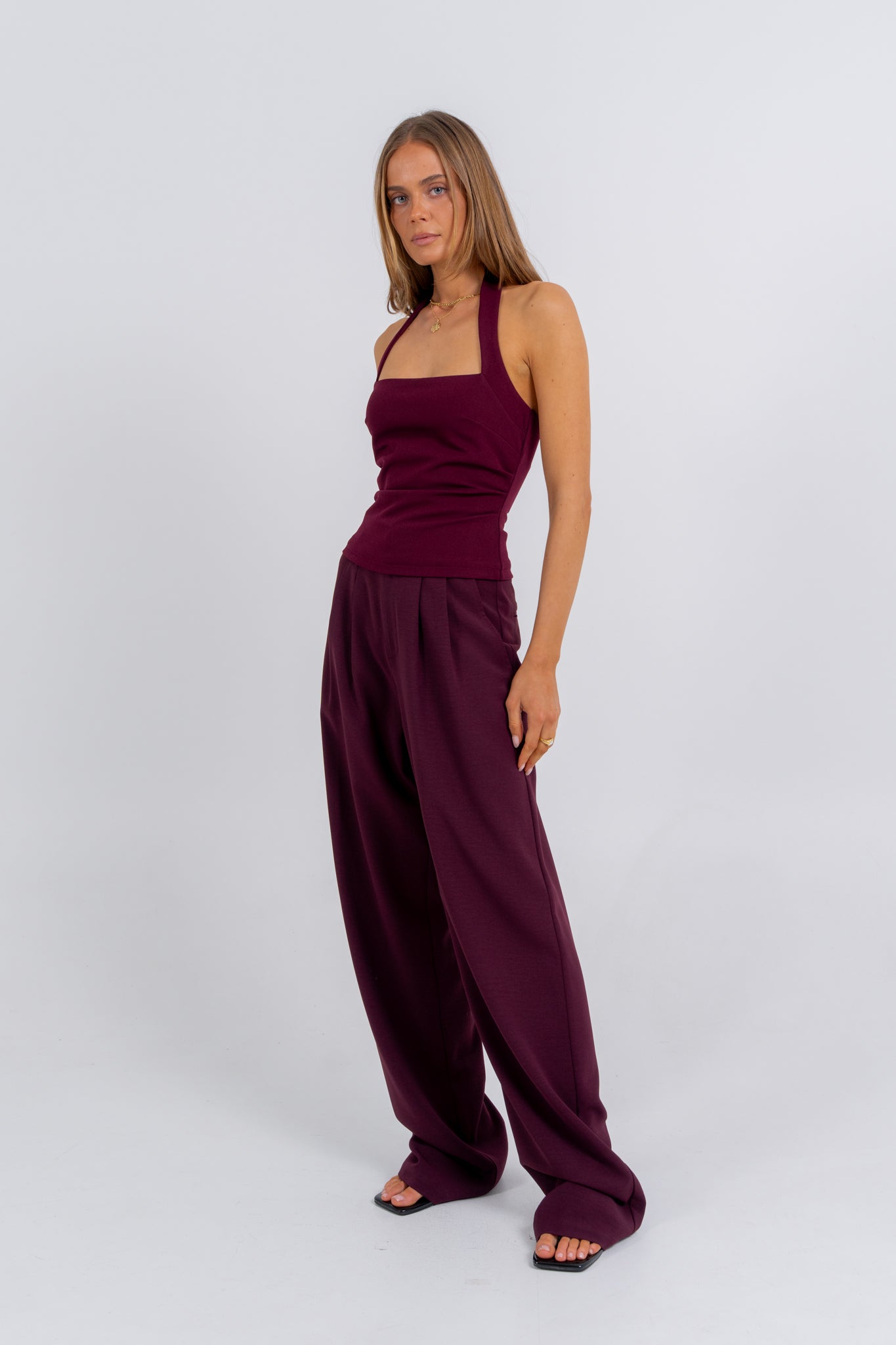 Rilee Halter Top Burgundy