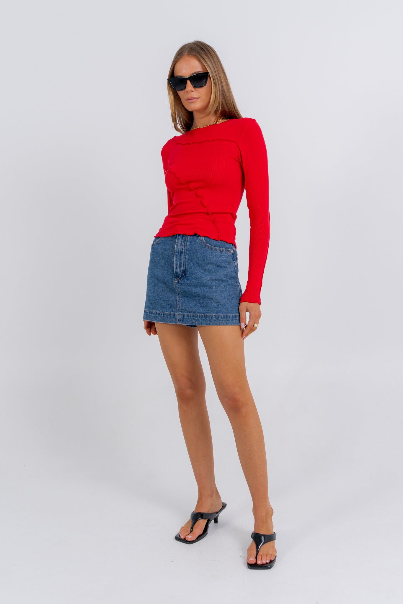 Nicka Long Sleeve Top Red