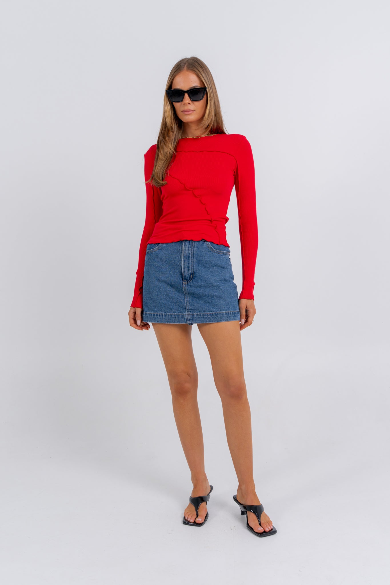 Nicka Long Sleeve Top Red