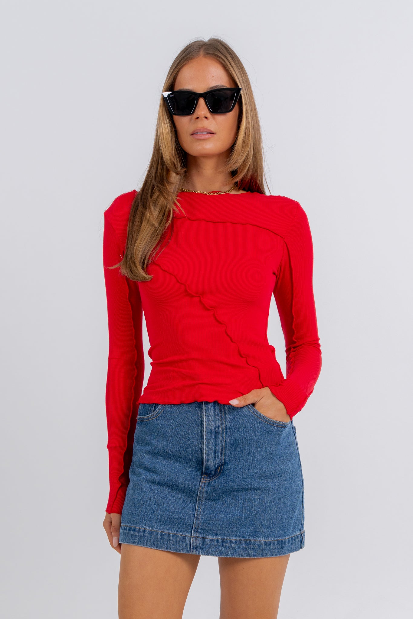 Nicka Long Sleeve Top Red
