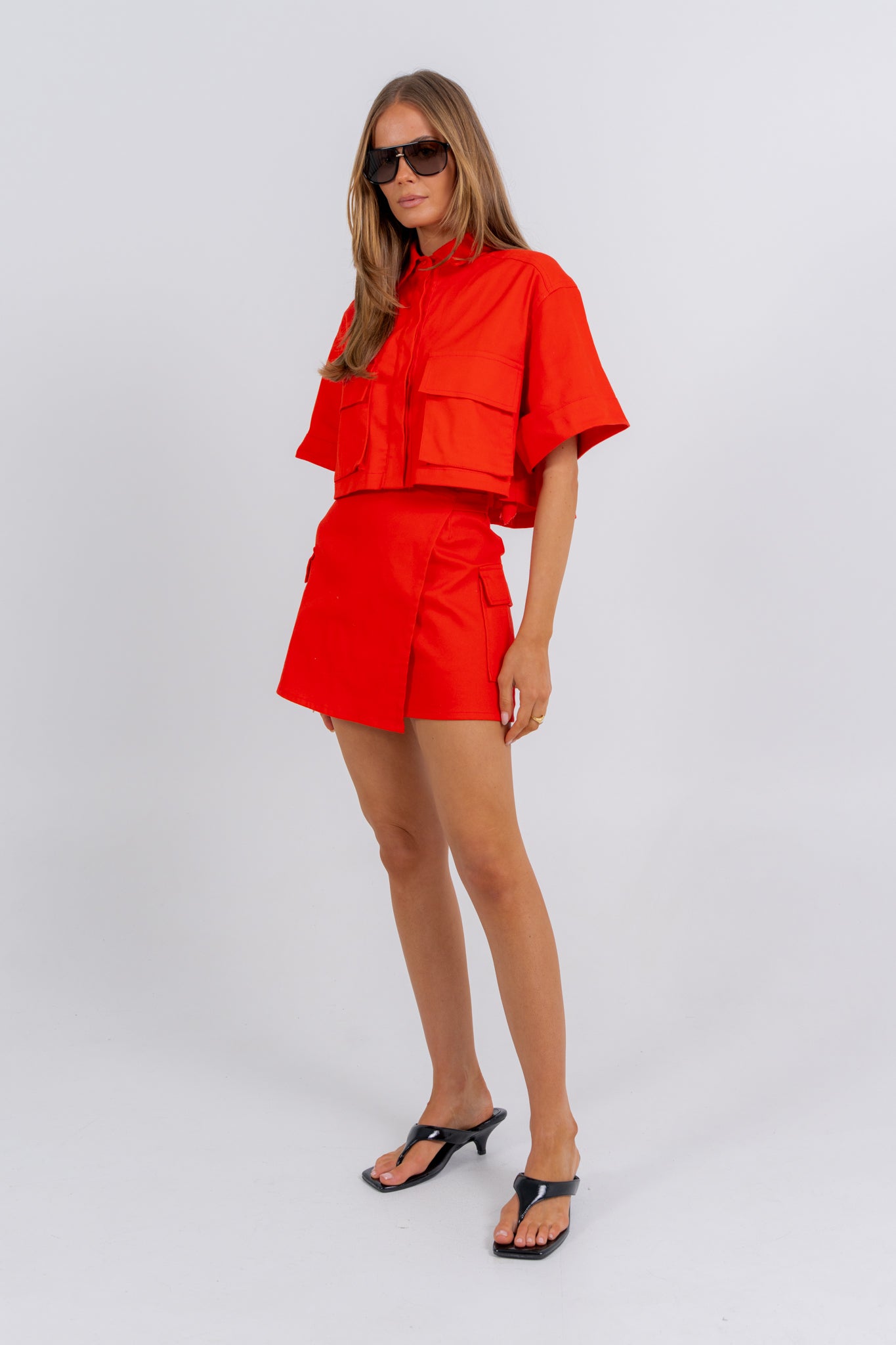 Apella Cropped Shirt Red