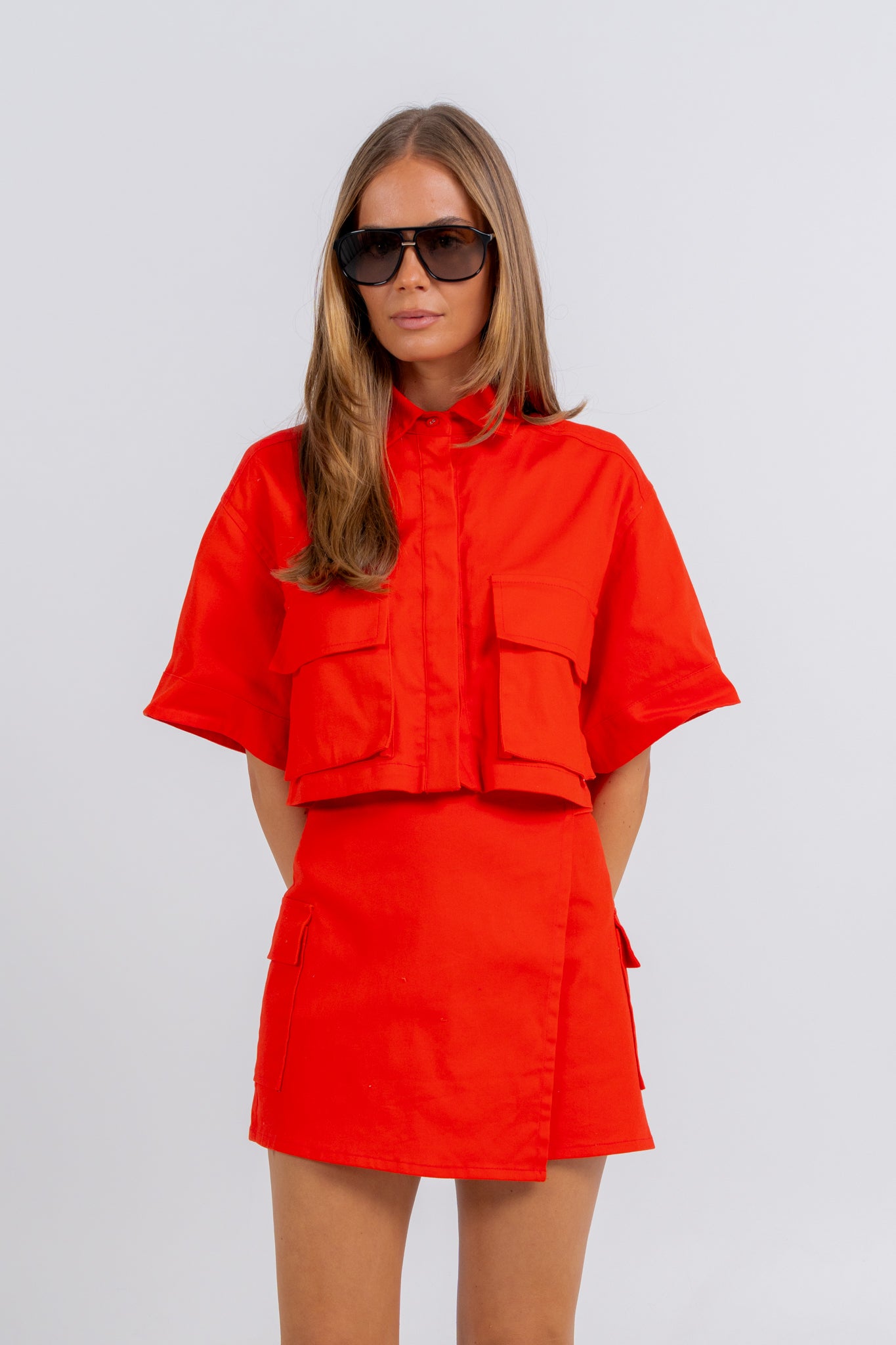 Apella Cropped Shirt Red