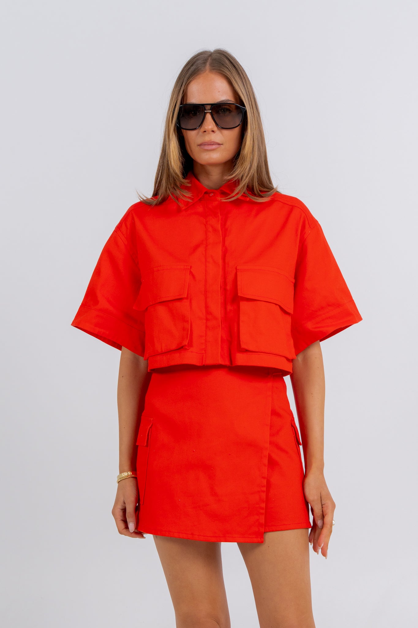 Apella Cropped Shirt Red