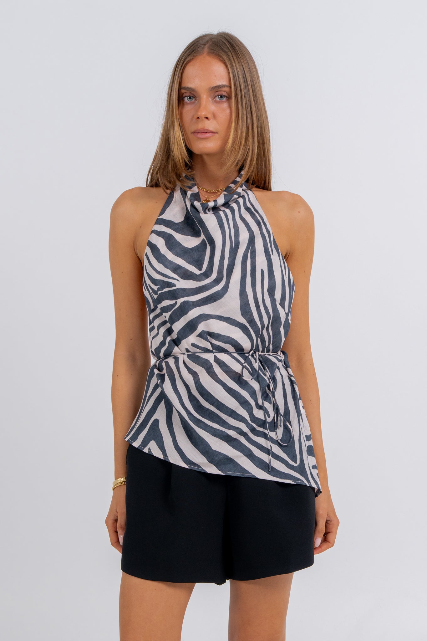 Alias Halter Top Zebra Print