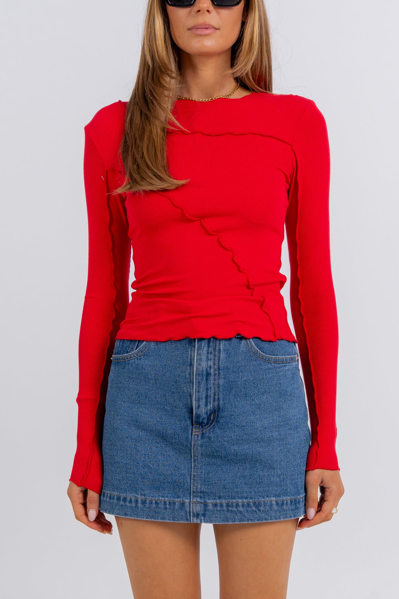 Nicka Long Sleeve Top Red