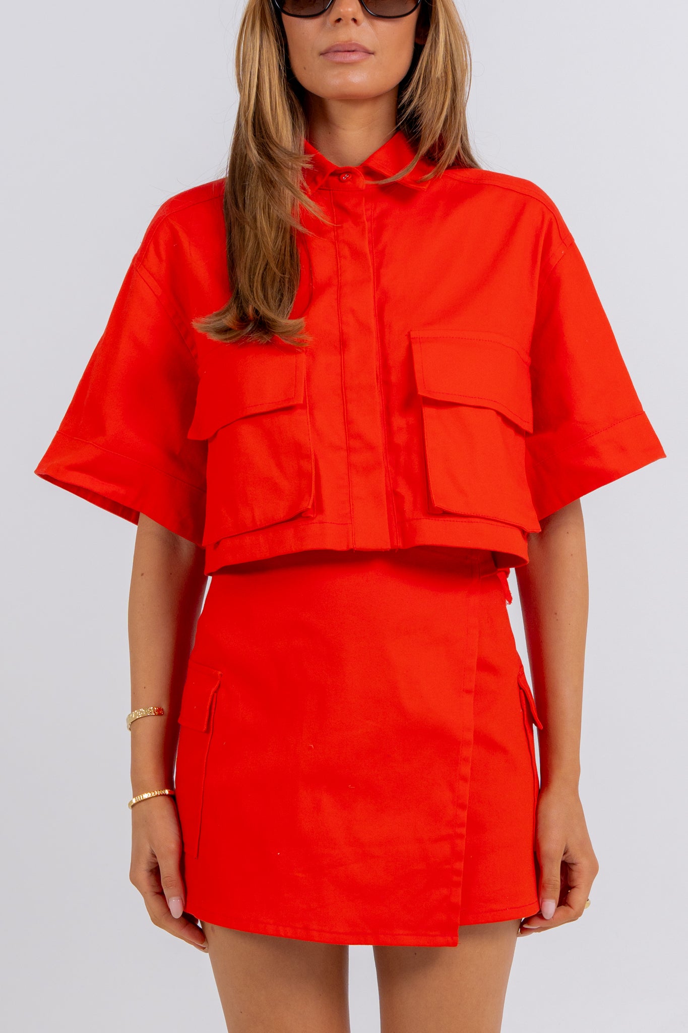 Apella Cropped Shirt Red