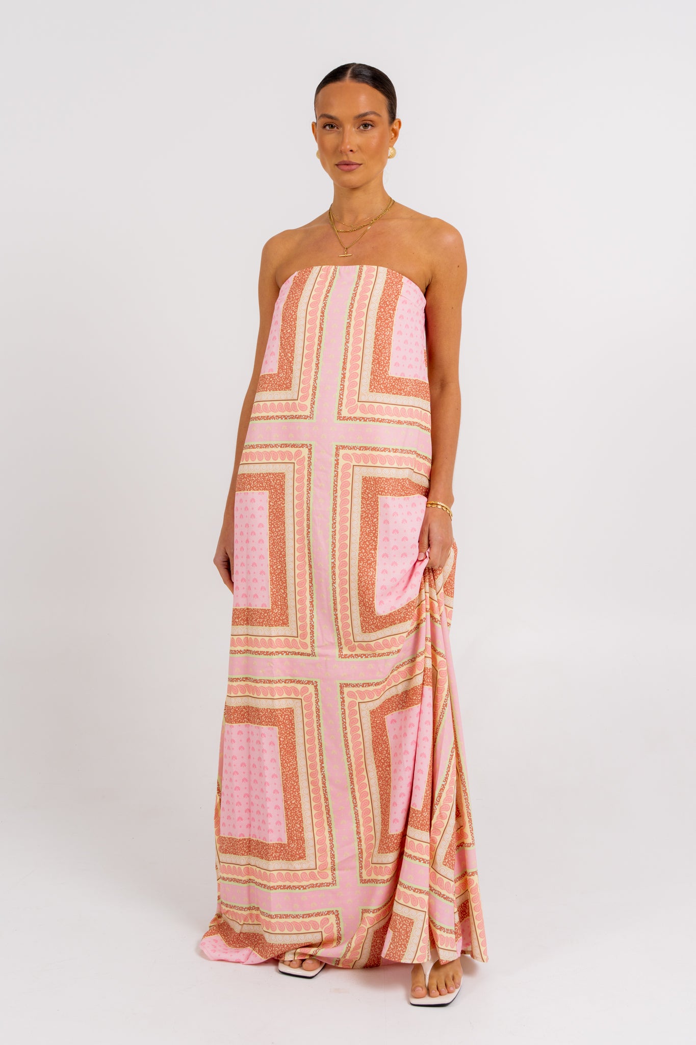 Phoenix Maxi Dress Pink Tile
