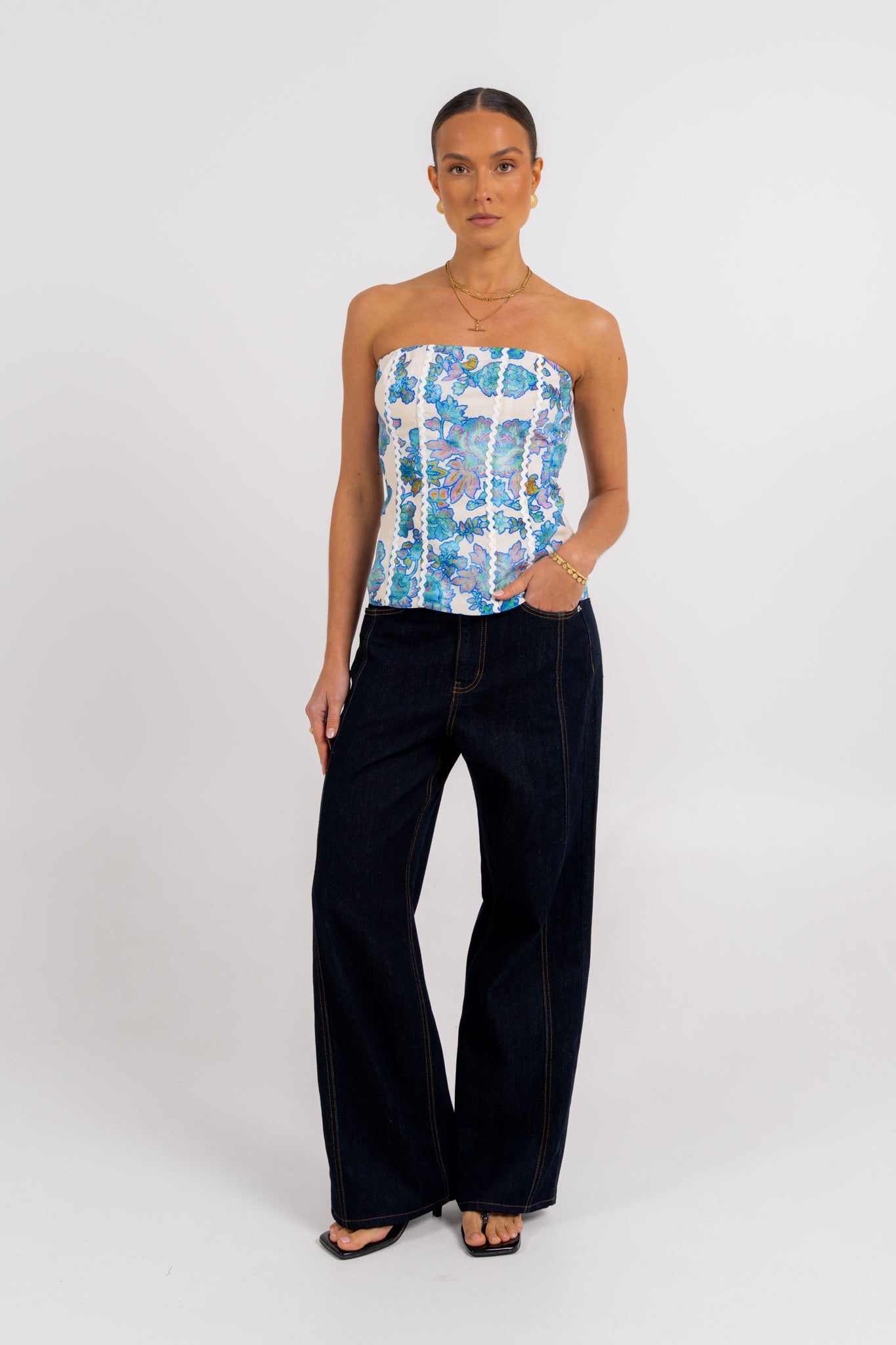 Vola Strapless Top Inkora Print