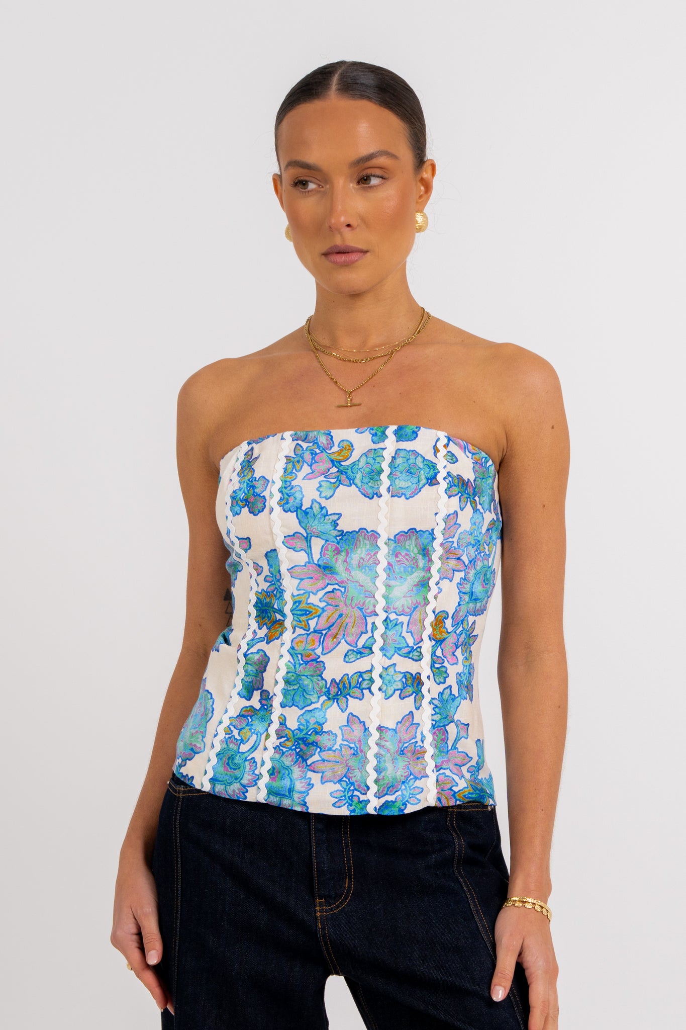 Vola Strapless Top Inkora Print