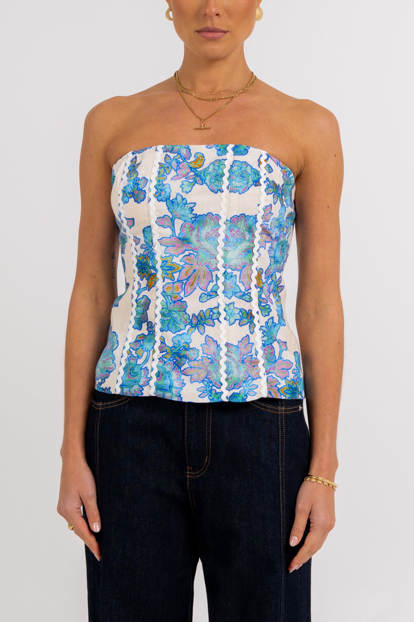 Vola Strapless Top Inkora Print